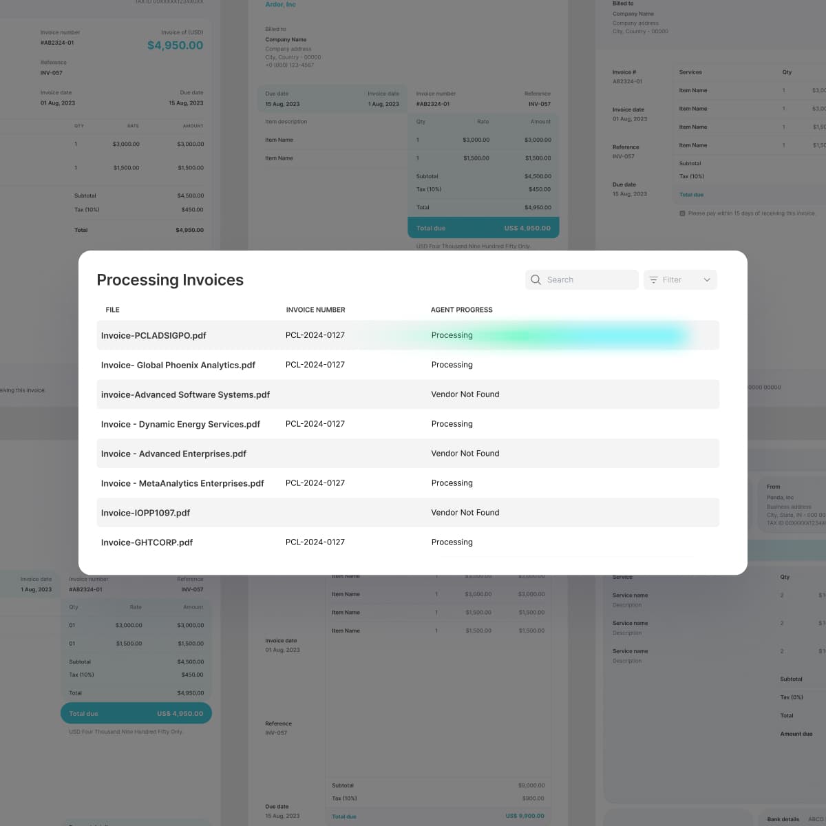 Your AI agent processes the invoices