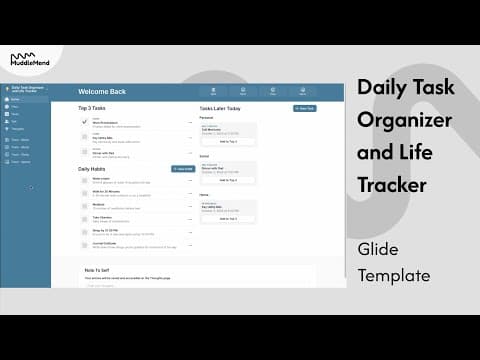 Daily Task Organizer and Life Tracker - Glide Template