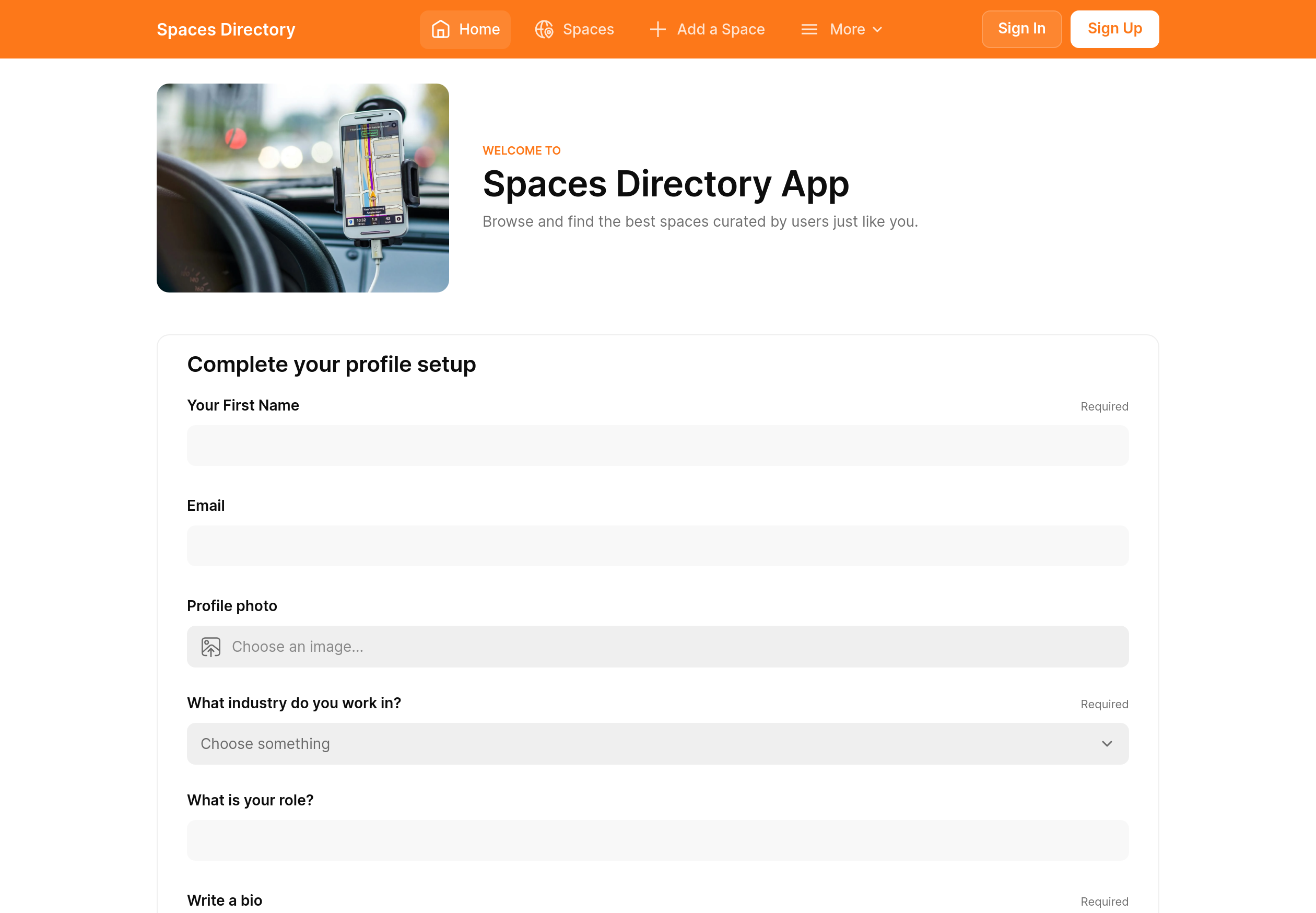 Spaces Directory Template