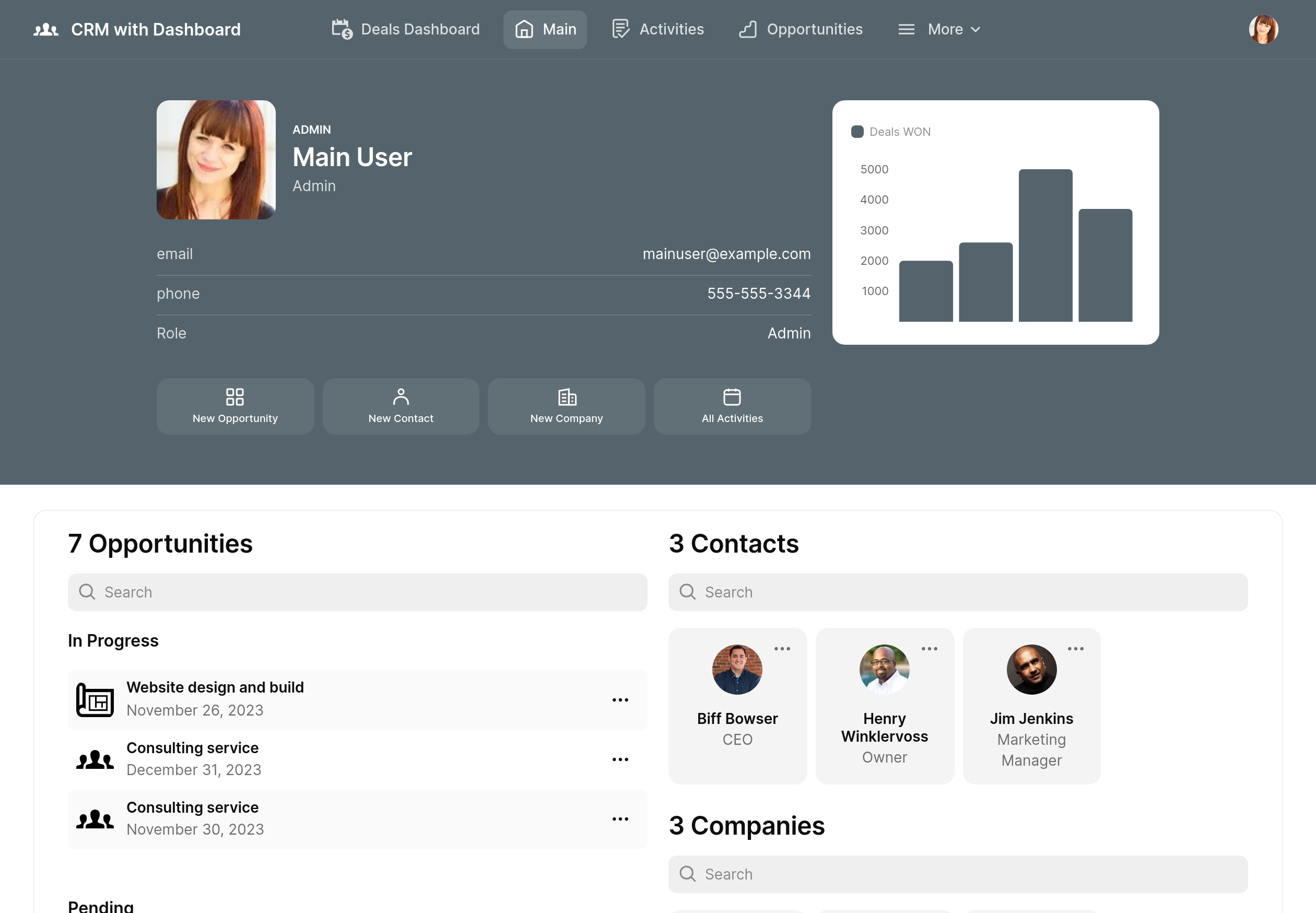 CRM with Dashboard Template